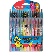 Набор для рисования Maped "Monster Combo", 12 фломастеров и 15 цветных карандашей