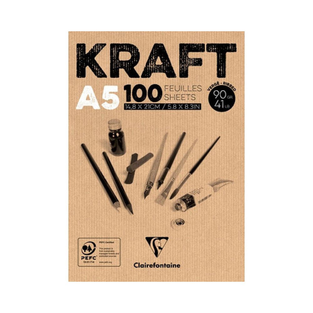 Блок-склейка "Kraft", А5, 90 г/м2, 100 листов