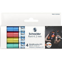 Набор маркеров перманентных Schneider "Paint-It 011 Set 2", 4 шт, ассорти металлик