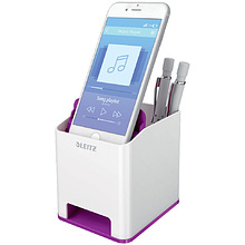 Подставка для канцелярских мелочей и смартфона "Leitz WOW", 90x100x101 мм, фиолетовый, белый