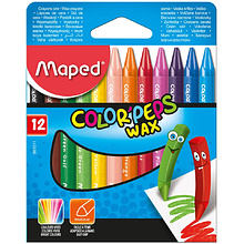 Мелки восковые Maped "Wax Crayons", 12 цветов, ассорти