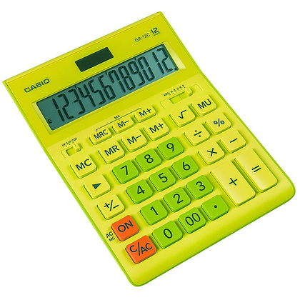 Калькулятор настольный Casio "GR-12", 12-разрядный, салатовый